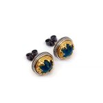 Byzantine Stud Earrings with Apatite Doublet Gemstone - Image 3
