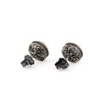 Byzantine Stud Earrings with Aquamarine - Sterling Silver 925 Gold Plated - Image 3