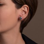 Byzantine Stud Earrings with Aquamarine - Sterling Silver 925 Gold Plated - Image 2