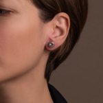 Byzantine Stud Earrings with Crystal Violet Stone - Image 2