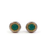 Byzantine Stud Earrings with Pacific Opal Swarovski Stone - Sterling Silver 925 Gold Plated - Image 3