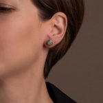 Byzantine Stud Earrings with Pacific Opal Swarovski Stone - Sterling Silver 925 Gold Plated - Image 2