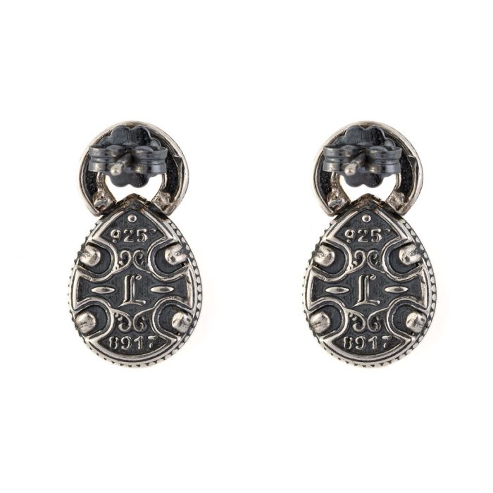 Byzantine Stud Earrings with Apatite - Sterling Silver 925 Gold Plated - Image 3