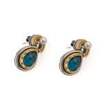 Byzantine Stud Earrings with Apatite - Sterling Silver 925 Gold Plated - Image 4