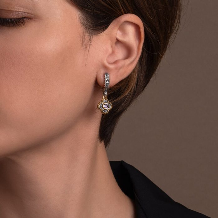 Byzantine Dangle Earrings with Amethyst Zircon - Image 2