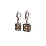 Byzantine Earrings with Natural London Blue Topaz and Black Enamel - Sterling Silver 925 Gold Plated - Image 3