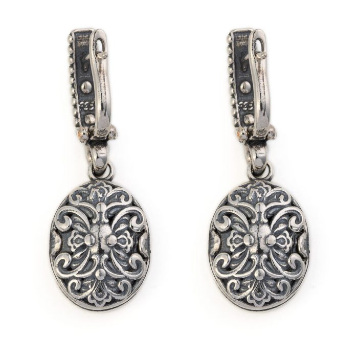 Byzantine Earrings with Crystal Stone - 925 Sterling Silver - Image 3