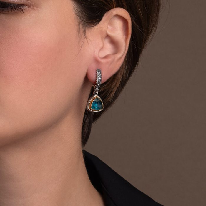Byzantine Earrings with Apatite Doublet Stone - Image 2
