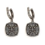 Byzantine Earrings with Natural Garnet Gemstone and White Enamel - Image 3