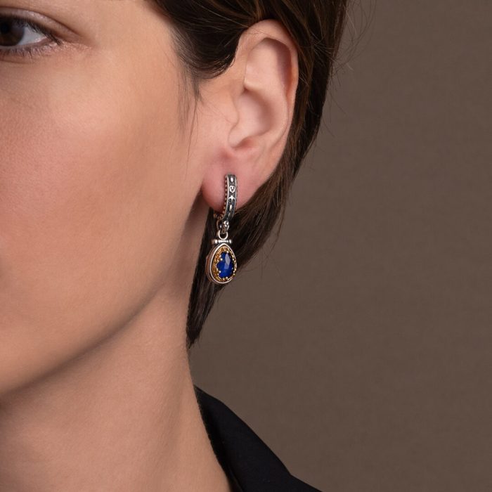 Byzantine Earrings with Lapis Lazuli Doublet Stone - Image 2
