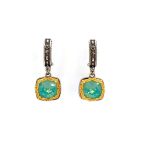 Byzantine Earrings with Pacific Opal Swarovski Stone - Sterling Silver 925 Gold Plated - Image 2