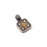 Byzantine Pendant Double sided with Natural London Blue Topaz and Black Enamel - Image 2