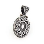 Byzantine Green Turquoise Pendant - 925 Sterling Silver Gold Plated - Image 2