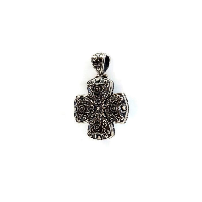 Byzantine Cross Pendant with Doublet Amazonite Gemstone - Image 2