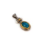 Byzantine Pendant with Natural Pearl and Apatite Doublet Stone - Image 2