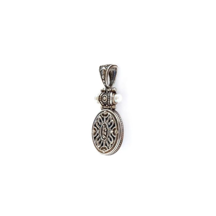 Byzantine Pendant with Natural Pearl and Apatite Doublet Stone - Image 3