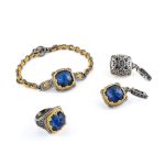 Byzantine Lapis Doublet Ring - 925 Sterling Silver Gold Plated - Image 5