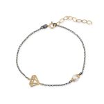 Diamond Chain Bracelet with Pearl - 925 Sterling Silver