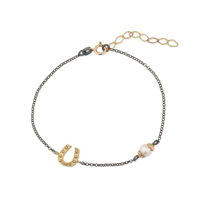 Petal Chain Bracelet with Pearl - 925 Sterling Silver - Image 1
