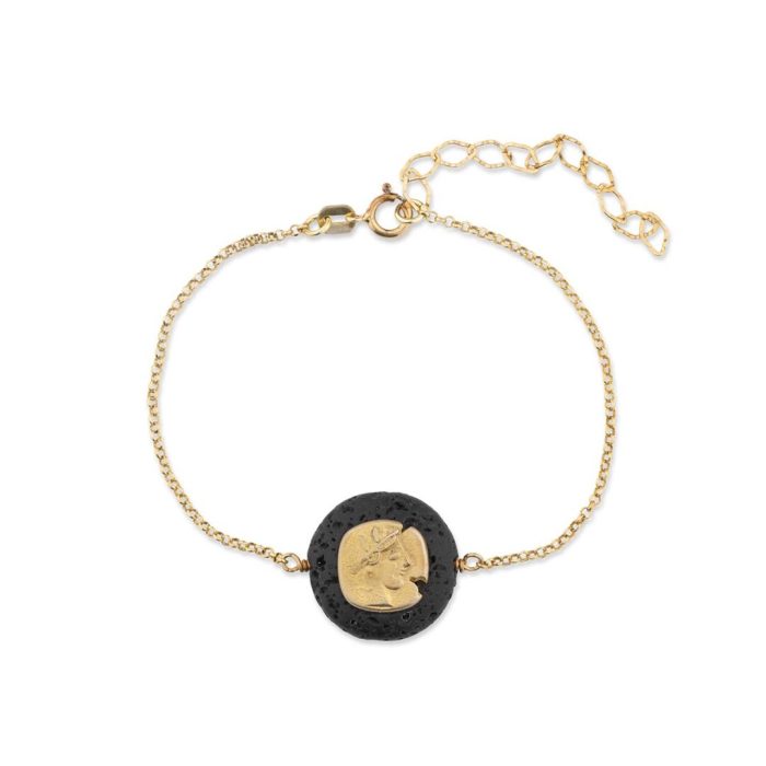Goddess Athena Chain Bracelet with Lava Stone - Image 1