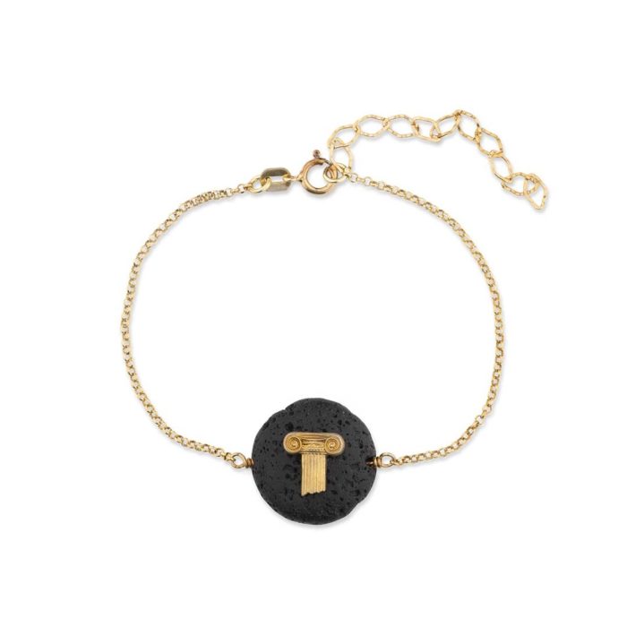 Ionic Column Chain Bracelet with Lava Stone - Image 1