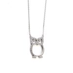 Owl Necklace with Zircon - 925 Sterling Silver