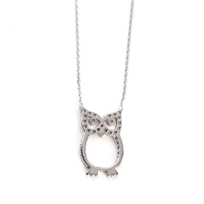 Owl Necklace with Zircon - 925 Sterling Silver - Image 2