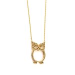 Owl Necklace with White Zircon - 925 Sterling Silver Gold Plated - Image 2
