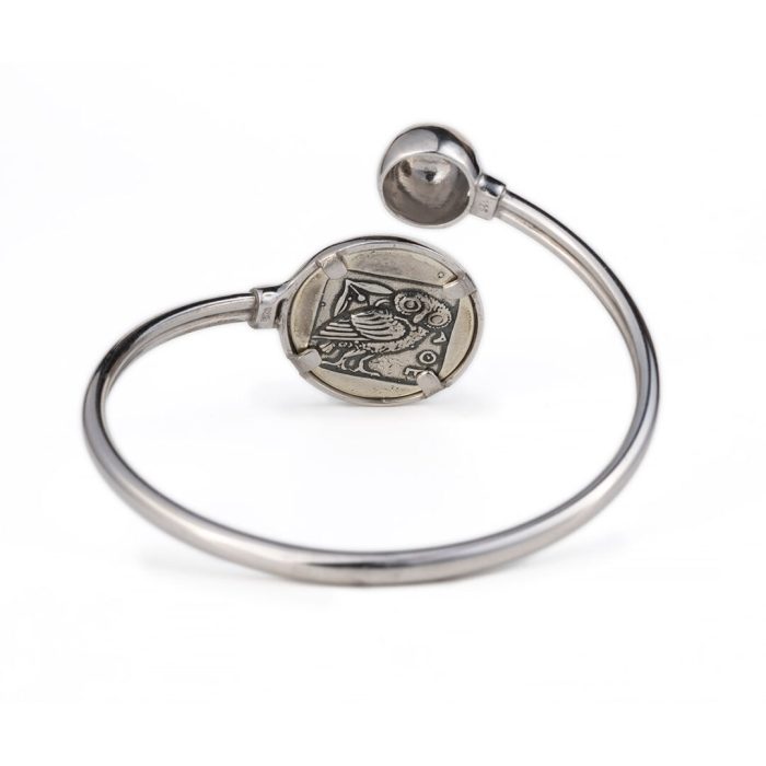 Goddess Athena Coin Hinge Bracelet – 925 Sterling Silver - Image 2
