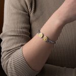 Phastos Disc Cuff Bracelet Sterling Silver Gold Plated - Image 2