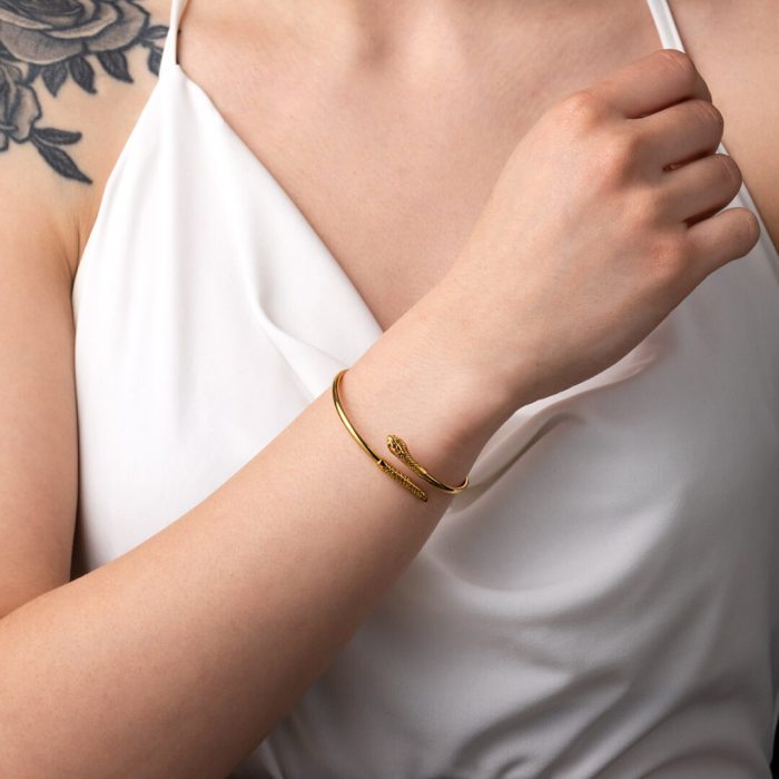 Snake Tail Bracelet - 925 Sterling Silver and Gold Plated - Image 2