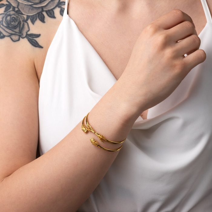 Double Ram's Head Cuff Bracelet - Image 2