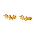 Olive Leaf Long Stud Earrings - Sterling Silver and Gold Plated - Image 2