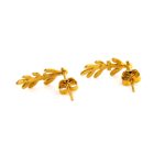 Olive Leaf Long Stud Earrings - Sterling Silver and Gold Plated - Image 3