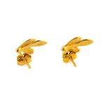 Olive Leaf Stud Earrings - Sterling Silver and Gold Plated - Image 2