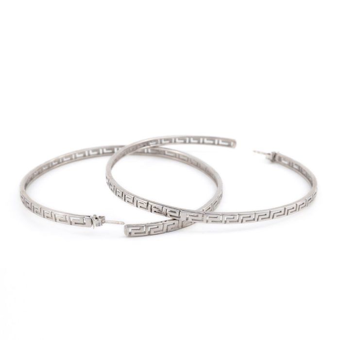 Silver Meander Hoop Earrings - Image 1