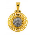 Goddess Athena Coin Pendant - Sterling Silver Gold plated - Image 2