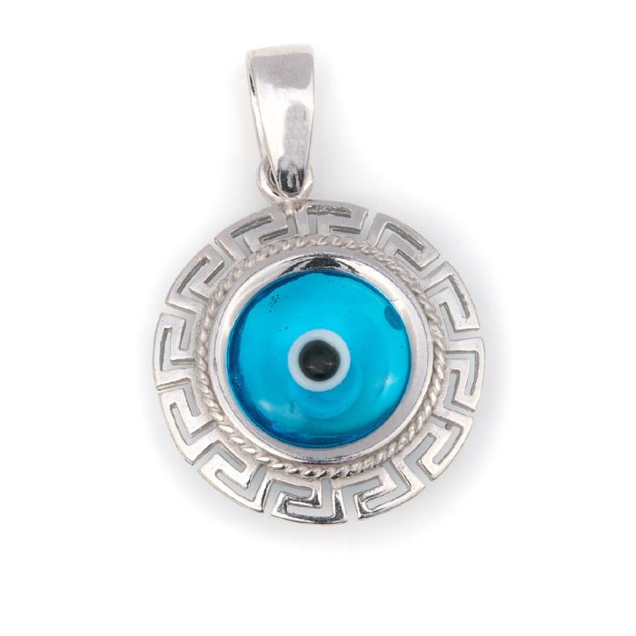 Evil Eye Pendant with Greek Key design and Meandros - Image 1