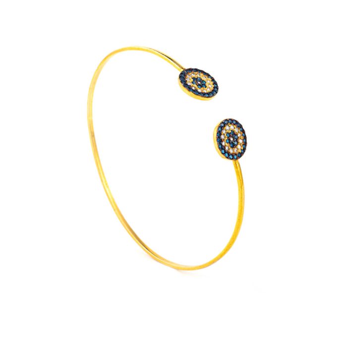 Evil Eye Bracelet with Zircons - Silver and Gold Plated - Image 2