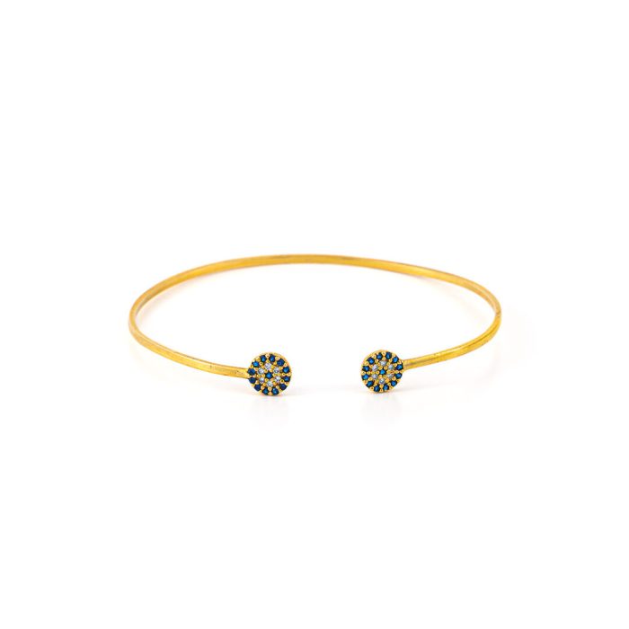 Evil Eye Bracelet with Zircons - Sterling Silver and Gold Plated - Image 1