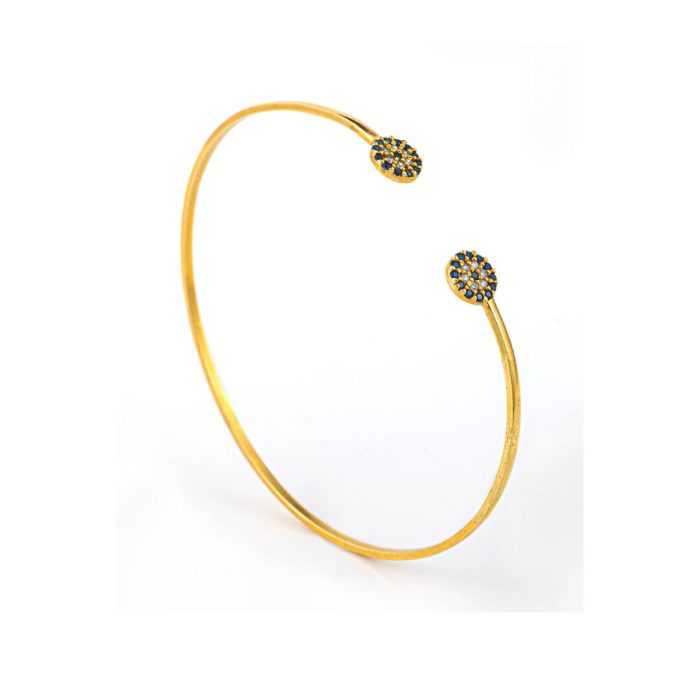 Evil Eye Bracelet with Zircons - Sterling Silver and Gold Plated - Image 2