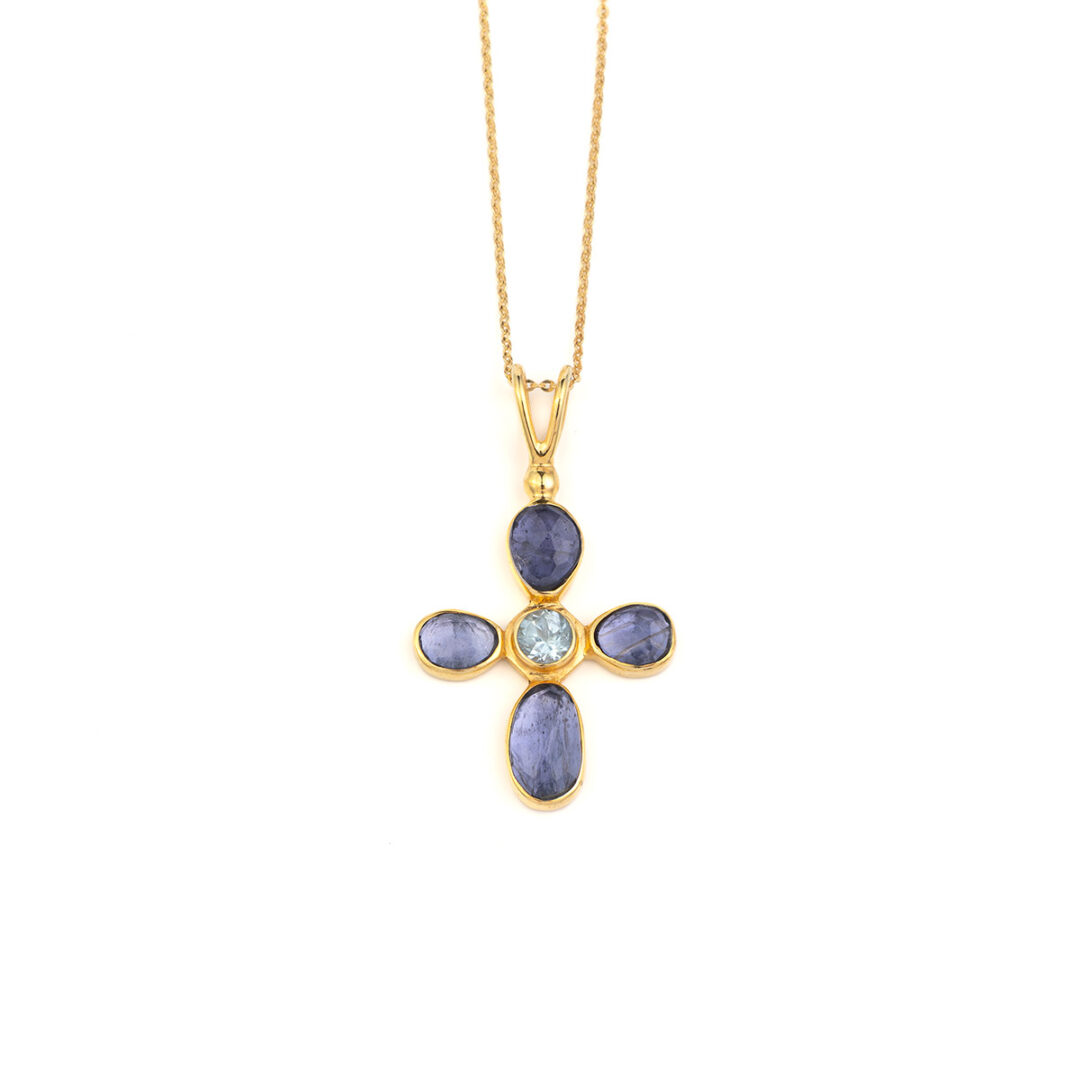M1998t 925 Sterling Silver and Gold Plated - Tanzanite Necklace - Image 1