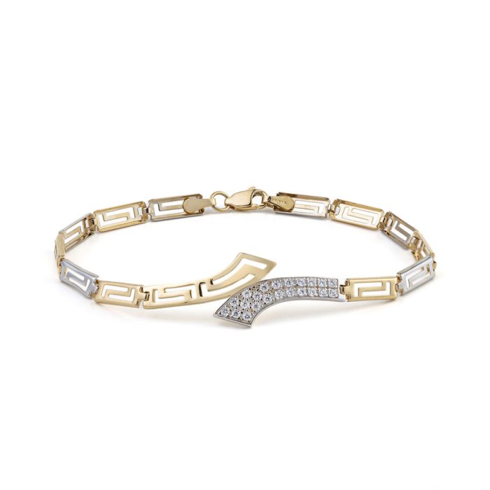 14K Yellow Gold Greek key Graduated Bracelet - Image 1
