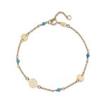 Spiral Gold Chain Bracelet with Beads - 14k Gold