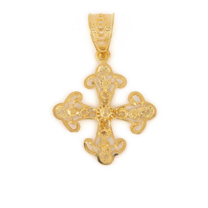 14K Gold Byzantine Filigree Cross - Image 1