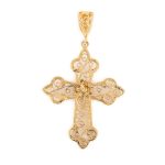 Byzantine Cross in 14K Gold with Rose - Image 3