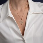 Byzantine Cross in 14K Gold with Rose - Image 2