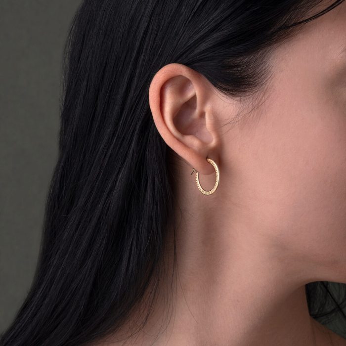 Greek Key Hoop Earrings - 14K Gold - Image 2