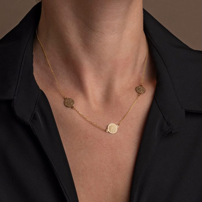 14K Gold Phaistos Disk Necklace - Image 2