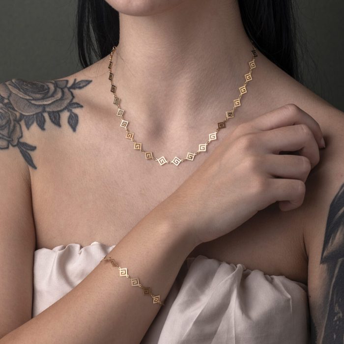 Greek Key Necklace - 14K Gold - Image 2